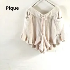 ジェラートピケ　 フリルショートパンツ　アイボリー　ロゴ刺繍　F