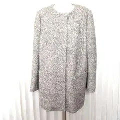 ランズエンド　ノーカラーグレーコート