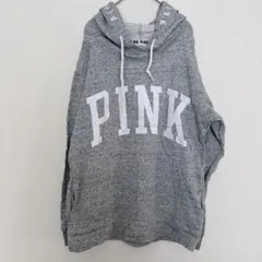 PINK ピンク パーカー フード付 デカロゴ M 灰色 グレーのサムネイル