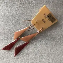 ◆フックタイプピアス　ピンク&レッド　キラキラ　⭐︎★SALE★⭐︎