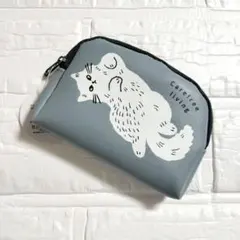 ねこ柄　アーチ形ポーチ　ミニポーチ デザインポーチ 　猫雑貨　猫小物　白猫