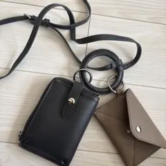 ブラック スマホショルダーバッグ