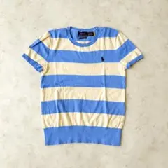 美品✨QRタグ　ポロラルフローレンボーダー半袖ニット XS コットンサマーニット