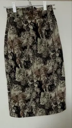 猫柄タイトスカート ロングスカート