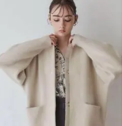 美品　ラグナムーン　ラクーン　配色ニットカーディガン　コーディガン