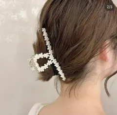 flower フラワーモチーフ パール調 ヘアクリップ ヘアアクセ バンスのサムネイル