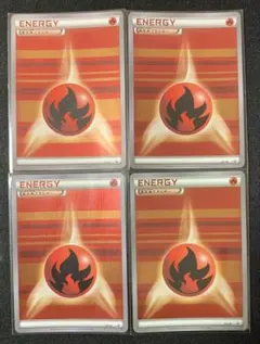 ポケモンカード 基本炎エネルギー 4枚セット XY-P ストライプ 縞 キラ