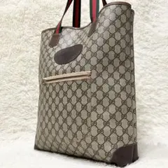 グッチ　トートバッグ　GGスプリーム　オールドグッチ　シェリーライン　ブラウン