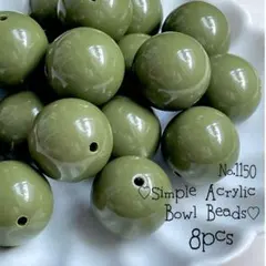 ♡no.1150シンプルアクリルボールビーズカーキ♡緑グリーンハロウィン大ぶり秋