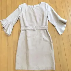 【良品】ROYAL PARTY ベルト付きフレアスリーブミニワンピ