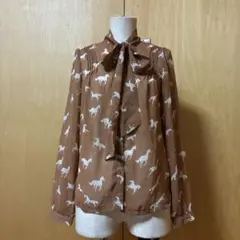 ANAP 馬プリント ブラウンシアー長袖シャツのサムネイル