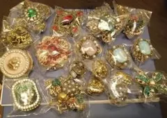 DIYセット、金色メタル製ブローチセット(19点)おまけヘアピン(ラスト写真)