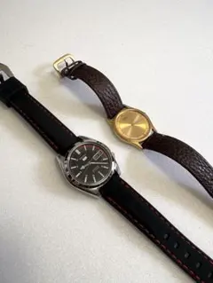 Seiko 自動巻き アナログ時計 ブラック/レッド　セイコー5