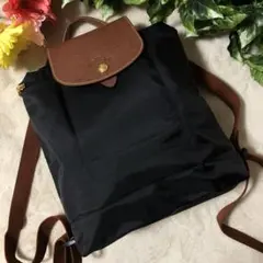 未使用に近い極美品　ロンシャン　リュック　プリアージュ　ブラック　レザー　折畳