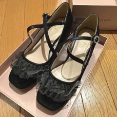 honey salon ハニーサロン　チュールフリルパンプス　ブラック　キラキラのサムネイル