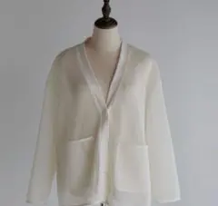 pois ポワ double mesh Cardigan ピンク - メルカリ