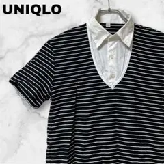 『UNIQLO』 ユニクロ (S) / メンズ ポロシャツ ドライ ボーダー柄