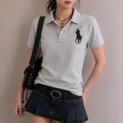 Ralph Lauren ポロシャツ ビッグポニー 短丈 黒y2k swag - メルカリ