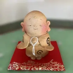 陶器製 置物 二人のお地蔵様 薔薇の飾り付き新品未使用 癒される