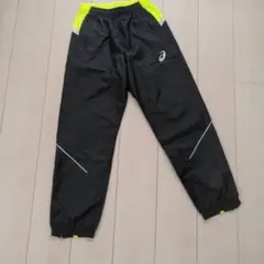 美品　160 asics ボトムス黒/蛍光イエロー