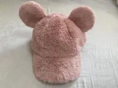 Disney ミッキー 耳付き ファーキャップ ピンク もこもこ帽子