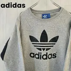 【希少デザイン】adidas アディダス スウェット 長袖トレーナー グレー M