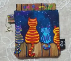 16-　ねこ柄バネ口ポーチ