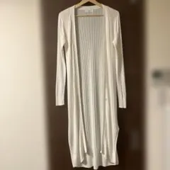 AZULBYMOUSSY ホワイトリブ編みロングカーディガン