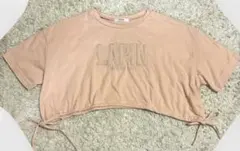 NICE CLAUP ロゴ刺繍 ショート丈 Tシャツ ピンク