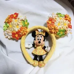 ミニーちゃん カチューシャ　花飾り イエロー フラワー 黄色 花 ぬいば セット