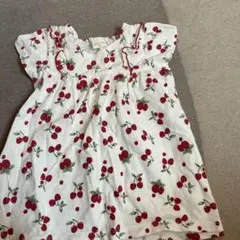 SIMPLE FREE チェリー柄 フリル袖シャツ 80