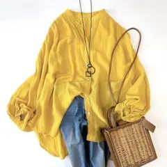 超美品　イエナ　オレンジ　長袖リネンシャツ　ラミーリヨセル　高級リネンシャツ 超美品 イエナ オレンジ 長袖リネンシャツ ラミーリヨセル 高級リネン