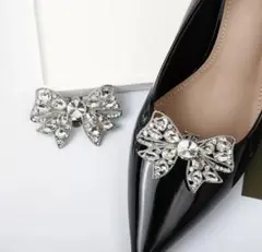 シューズクリップ　ビジュー　リボン　靴　飾り　取り外し　入学式　卒業式　結婚式