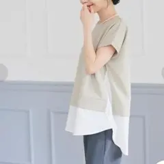 コカcocaリップル異素材切り替えフレンチTシャツのサムネイル