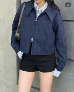 sendoo_official ダブルシープスエードジャケット ネイビー