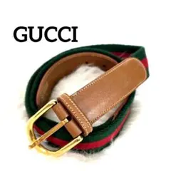 GUCCI オールド グッチ ベルト シェリー キャンバス レザー ゴールドのサムネイル
