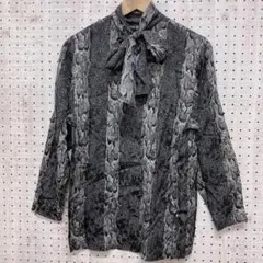 SCHERRER フランス製 レトロクラシック古着 パイソン総柄ボウタイブラウス