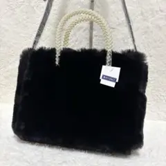 新品未使用 エムズグレイシー 2way トート ショルダー パール ブラック
