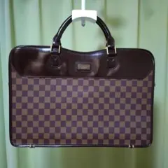 Pierre Cardin ビジネスバッグ ブリーフケース ブラウン チェック柄のサムネイル