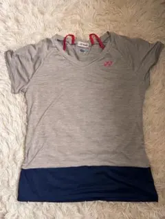 YONEX VersiCOOL VネックTシャツ Lサイズ グレー/ネイビー