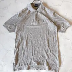 ポロ ラルフローレン 半袖 ポロシャツ 鹿の子 グレー L 刺繍ロゴ