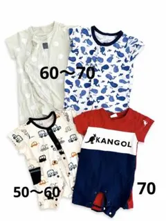 ベビー 半袖ロンパース 4点セット 50-60cm 70cmのサムネイル