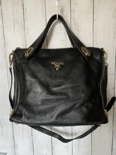 PRADA ブラックレザー 2WAY ショルダーバッグ