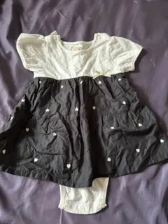 プティマイン ハート刺繍ロンパース・カバーオール