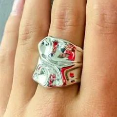 変形 ワイド リング 指輪 シルバー 925 刻印 太め 幅広 オープンリング