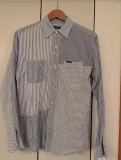 BLUE BLUE パッチワークストライプシャツ