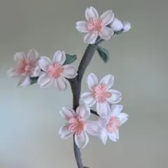 つまみ細工　ちりめん細工　桜　春の花　インテリア　ピンク色