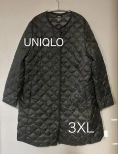 【極美品希少】ユニクロウルトラライトダウンロングコート(ノーカラー)カーキ3XL