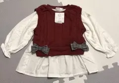 SLAP SLIP ボルドー リボン付き トップス　100cm