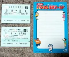 JR北海道ドラえもん海底駅見学整理券と吉岡海底見学きっぷ、来場記念ハガキセット